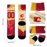 Calgary Flames Socks Customized Geometric Tech Red Best Selling