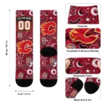Calgary Flames Socks Customized Scattered Icons Red Best Selling