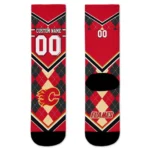 Calgary Flames Socks Personalized Argyle Pattern Red Best Selling