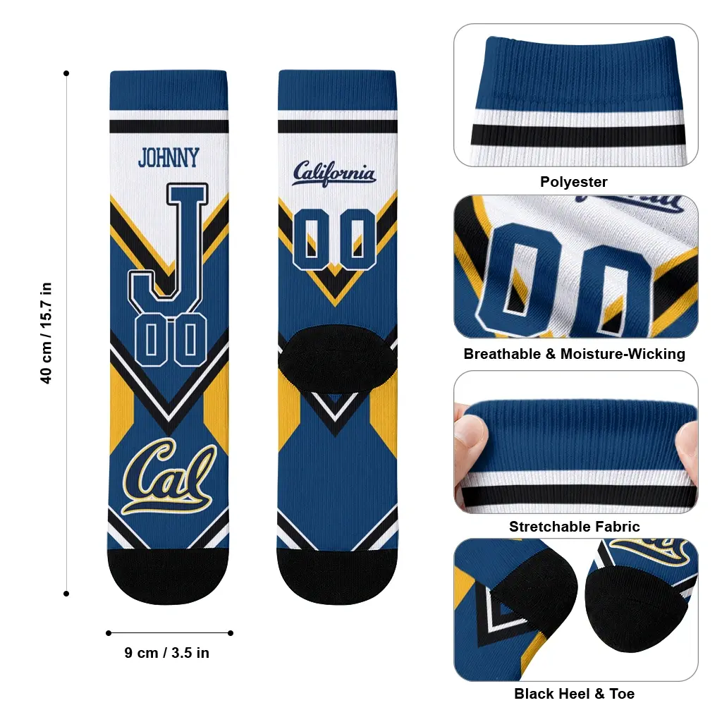 California Golden Bears Socks Custom Arrow Blocks Blue High Quality California Golden Bears Socks Custom Arrow Blocks Blue High Quality