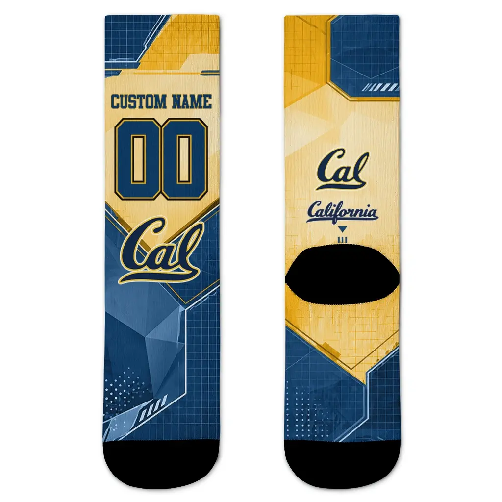 California Golden Bears Socks Custom Geometric Tech Blue Best Selling California Golden Bears Socks Custom Geometric Tech Blue Best Selling