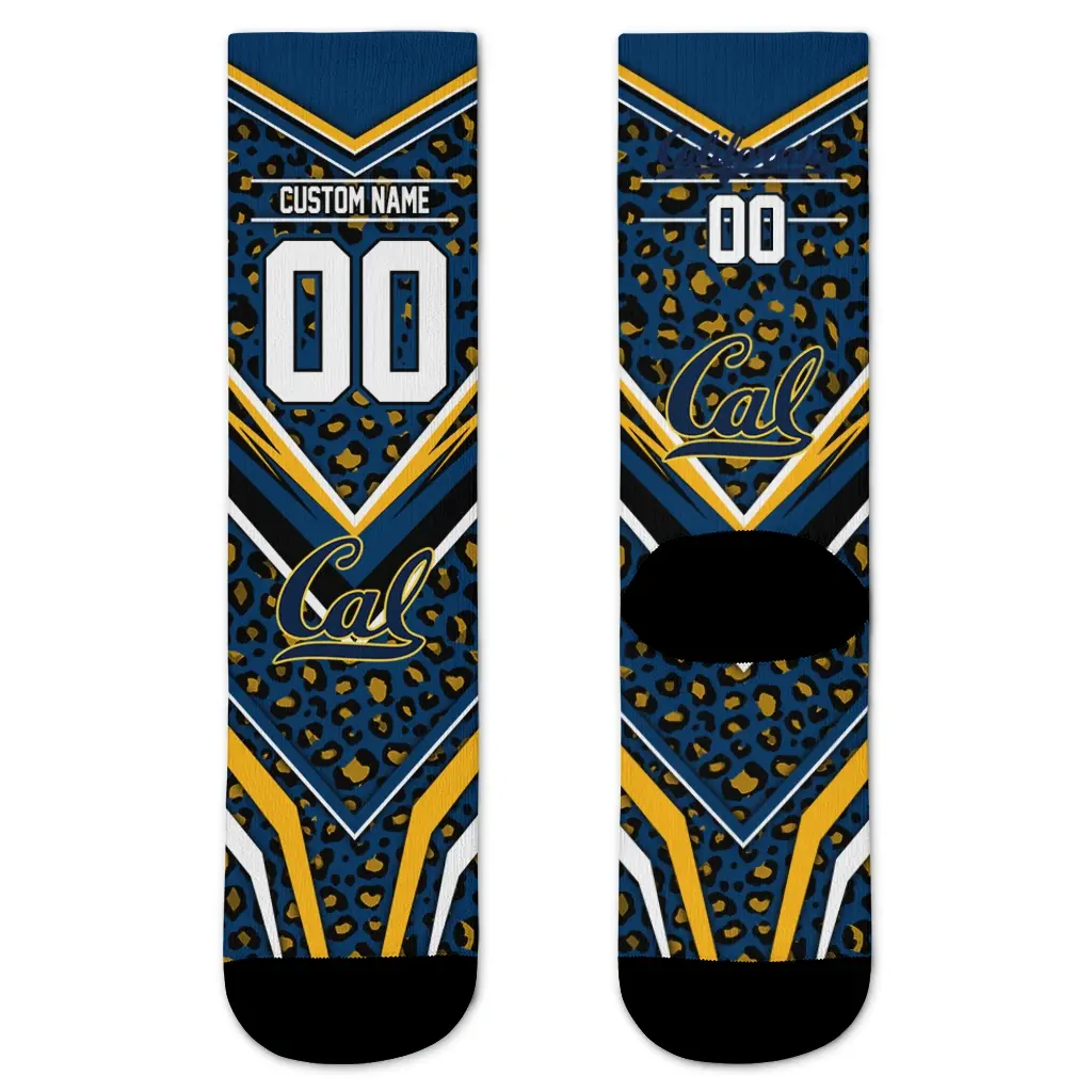 California Golden Bears Socks Custom Leopard Print Blue Black Best Selling California Golden Bears Socks Custom Leopard Print Blue Black Best Selling