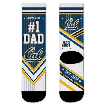 California Golden Bears Socks Custom Pinstripe Chevron Blue White Best Selling