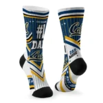 California Golden Bears Socks Custom Pinstripe Chevron Blue White Best Selling