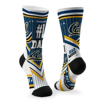 California Golden Bears Socks Custom Pinstripe Chevron Blue White Fashion Forward