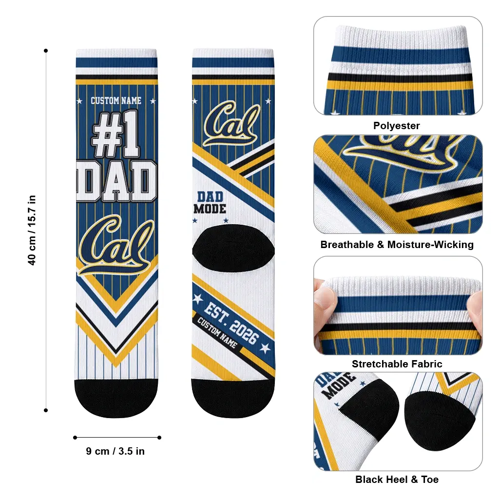 California Golden Bears Socks Custom Pinstripe Chevron Blue White High Quality California Golden Bears Socks Custom Pinstripe Chevron Blue White High Quality
