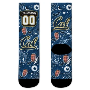 California Golden Bears Socks Custom Scattered Icons Blue Best Selling