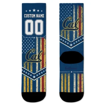 California Golden Bears Socks Custom Star Stripes Blue White Best Selling