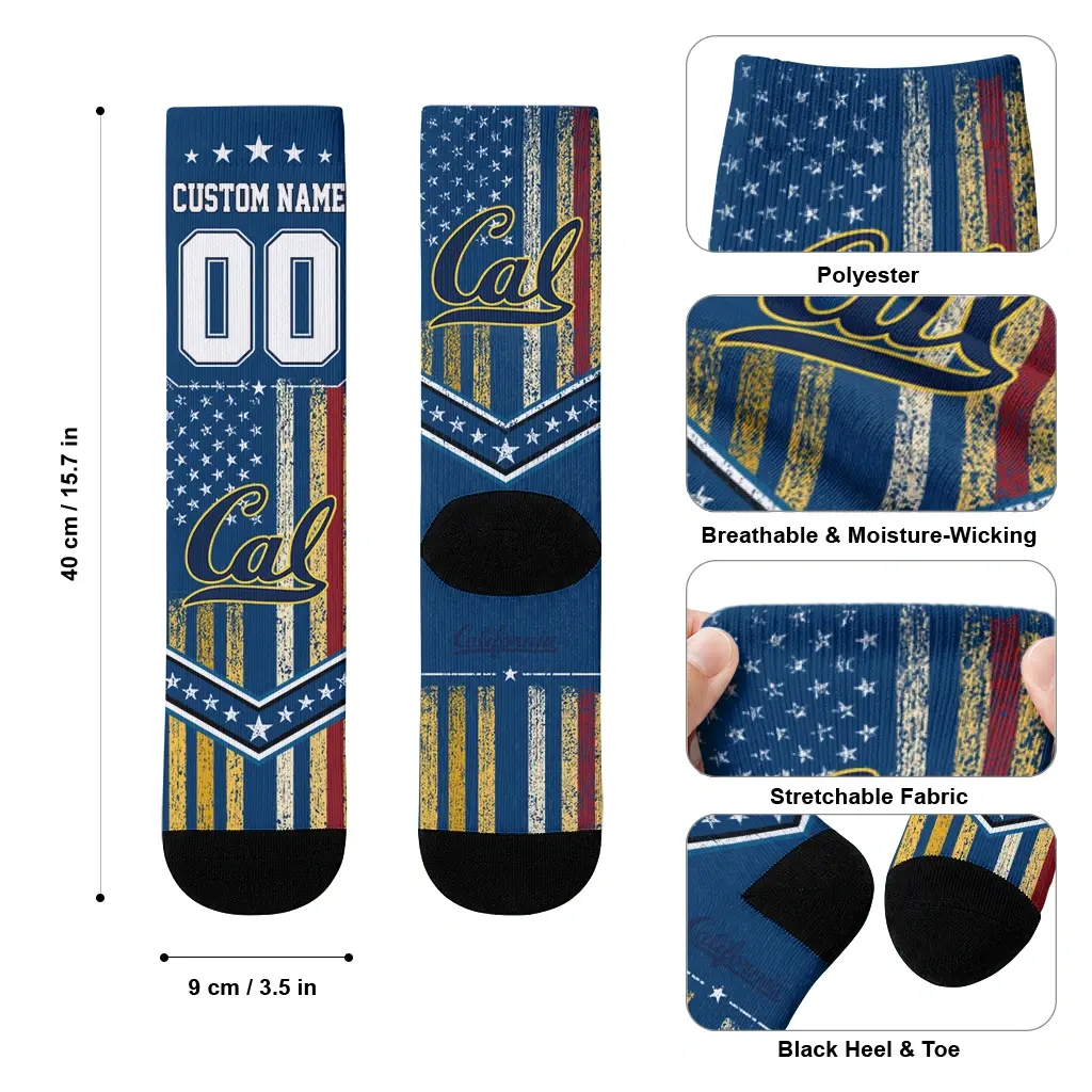 California Golden Bears Socks Custom Star Stripes Blue White High Quality California Golden Bears Socks Custom Star Stripes Blue White High Quality