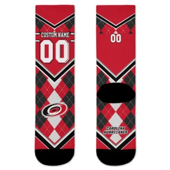 Carolina Hurricanes Socks Custom Argyle Pattern Red Best Selling