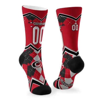 Carolina Hurricanes Socks Custom Argyle Pattern Red Fashion Forward