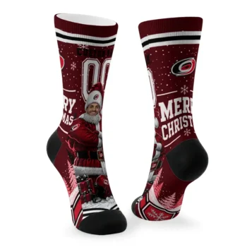 Carolina Hurricanes Socks Custom Snowy Scene Red White Fashion Forward