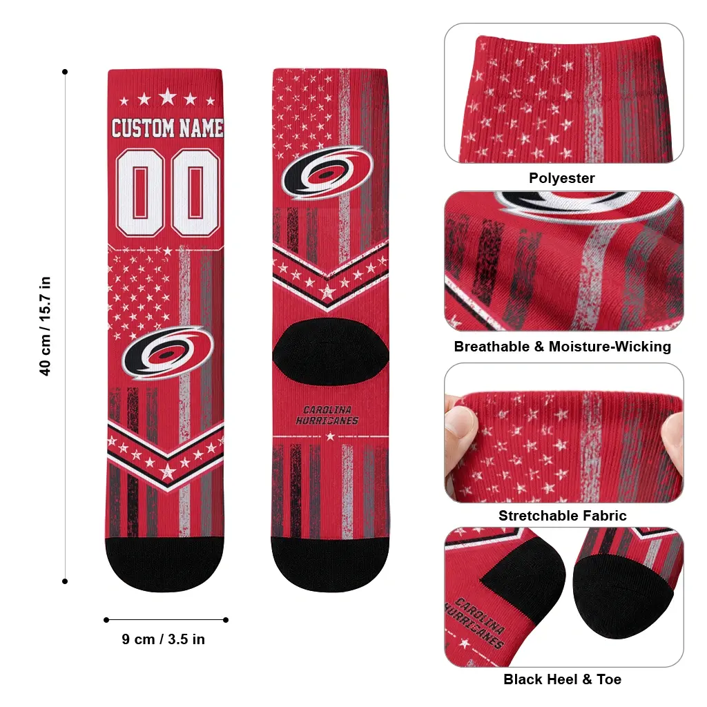 Carolina Hurricanes Socks Custom Star Stripes Red White High Quality Carolina Hurricanes Socks Custom Star Stripes Red White High Quality