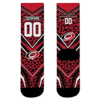 Carolina Hurricanes Socks Customized Leopard Print Red Black Best Selling