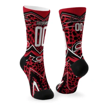 Carolina Hurricanes Socks Customized Leopard Print Red Black Fashion Forward