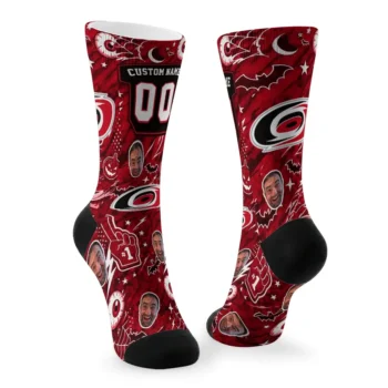 Carolina Hurricanes Socks Personalized Scattered Icons Red Fashion Forward
