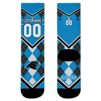Carolina Panthers Socks Custom Argyle Pattern Blue Best Selling