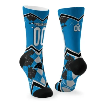 Carolina Panthers Socks Custom Argyle Pattern Blue Fashion Forward