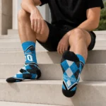 Carolina Panthers Socks Custom Argyle Pattern Blue Best Selling
