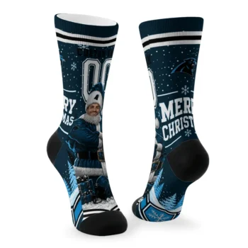 Carolina Panthers Socks Custom Snowy Scene Blue White Fashion Forward