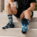 Carolina Panthers Socks Custom Snowy Scene Blue White Best Selling