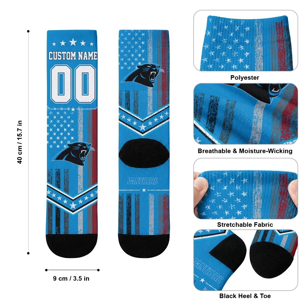 Carolina Panthers Socks Custom Star Stripes Blue White High Quality Carolina Panthers Socks Custom Star Stripes Blue White High Quality