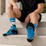 Carolina Panthers Socks Customized Arrow Blocks Blue Best Selling