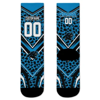 Carolina Panthers Socks Customized Leopard Print Blue Black Best Selling
