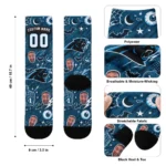 Carolina Panthers Socks Personalized Scattered Icons Blue Best Selling