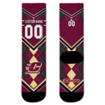 Central Michigan Chippewas Socks Customized Argyle Pattern Maroon Best Selling