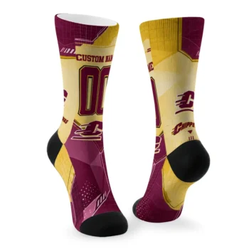 Central Michigan Chippewas Socks Customized Geometric Tech Maroon Fashion Forward
