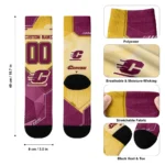Central Michigan Chippewas Socks Customized Geometric Tech Maroon Best Selling