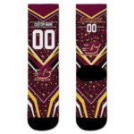 Central Michigan Chippewas Socks Customized Leopard Print Maroon Black Best Selling