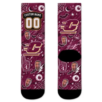 Central Michigan Chippewas Socks Customized Scattered Icons Maroon Best Selling