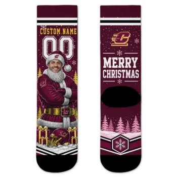 Central Michigan Chippewas Socks Customized Snowy Scene Maroon White Best Selling