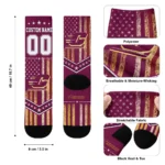 Central Michigan Chippewas Socks Customized Star Stripes Maroon White Best Selling