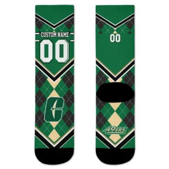 Charlotte 49ers Socks Customized Argyle Pattern Green Best Selling