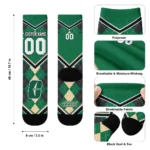 Charlotte 49ers Socks Customized Argyle Pattern Green Best Selling