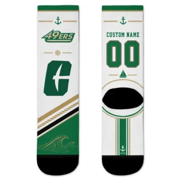 Charlotte 49ers Socks Customized Nautical Icons Green White Best Selling