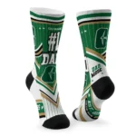 Charlotte 49ers Socks Customized Pinstripe Chevron Green White Best Selling