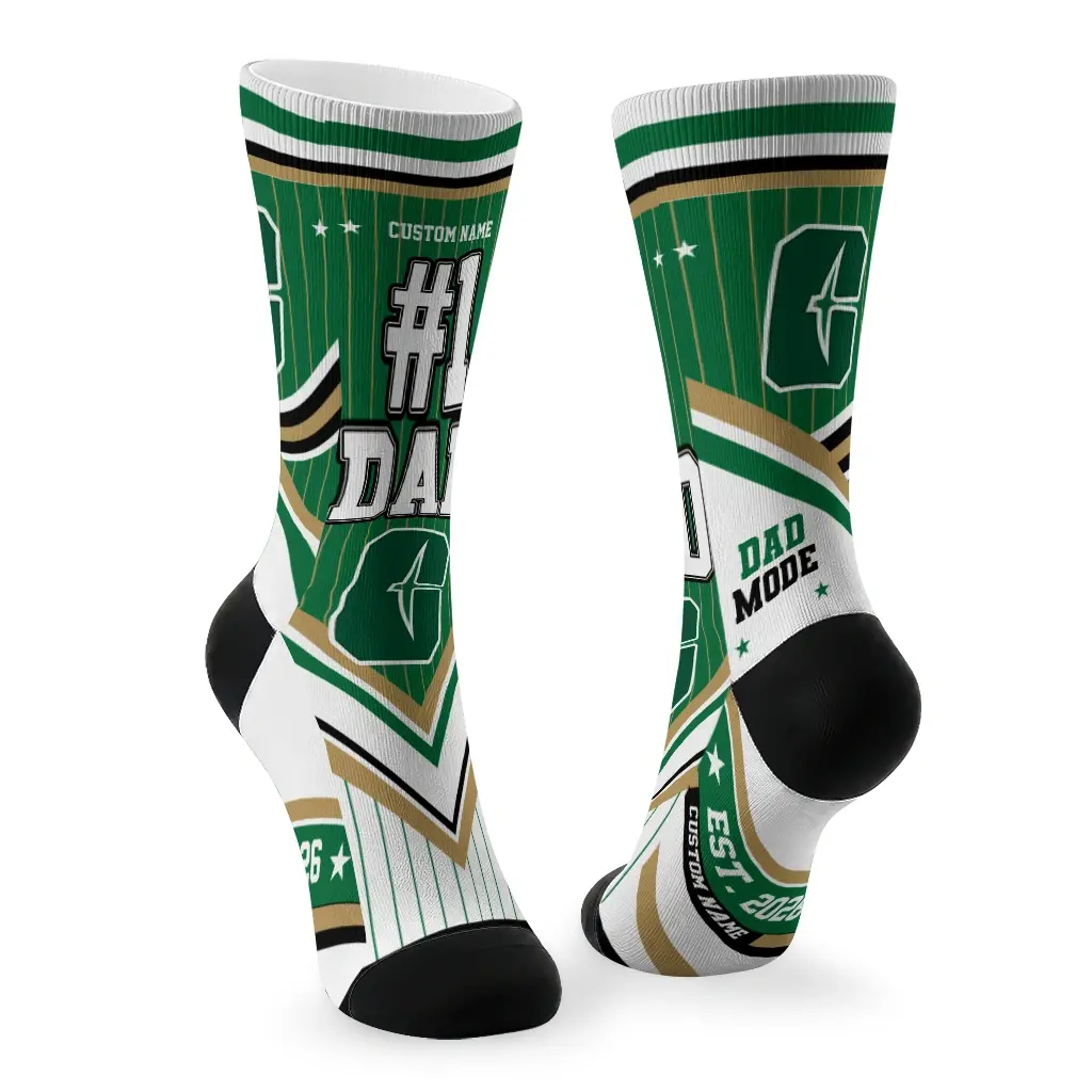 Charlotte 49ers Socks Customized Pinstripe Chevron Green White Fashion Forward Charlotte 49ers Socks Customized Pinstripe Chevron Green White Fashion Forward