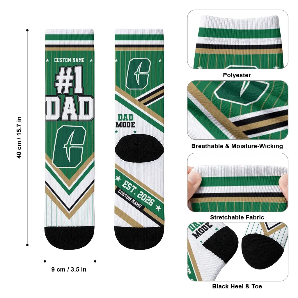 Charlotte 49ers Socks Customized Pinstripe Chevron Green White High Quality Charlotte 49ers Socks Customized Pinstripe Chevron Green White High Quality