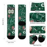 Charlotte 49ers Socks Customized Scattered Icons Green Best Selling