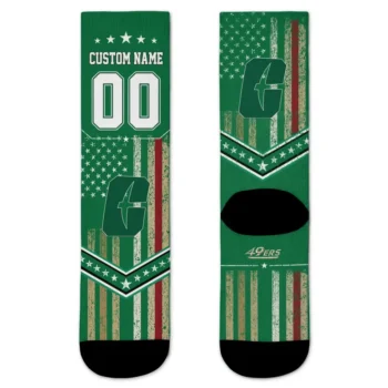 Charlotte 49ers Socks Customized Star Stripes Green White Best Selling