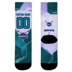 Charlotte Hornets Socks Custom Geometric Tech Teal Best Selling