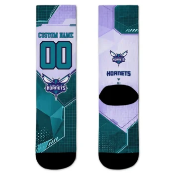 Charlotte Hornets Socks Custom Geometric Tech Teal Best Selling