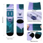 Charlotte Hornets Socks Custom Geometric Tech Teal Best Selling