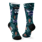 Charlotte Hornets Socks Custom Scattered Icons Teal Best Selling