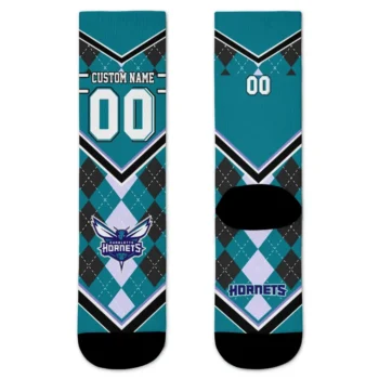 Charlotte Hornets Socks Customized Argyle Pattern Teal Best Selling