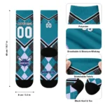 Charlotte Hornets Socks Customized Argyle Pattern Teal Best Selling